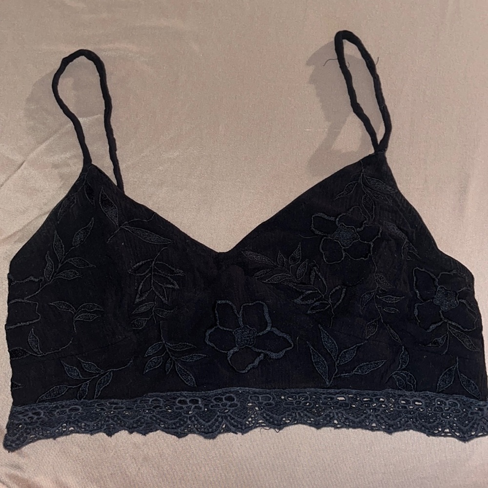 Black crochet crop top